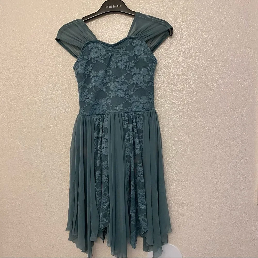 WEISSMAN Dance Costume lyrical dress Sage green Keep On Breathing 11641 MC